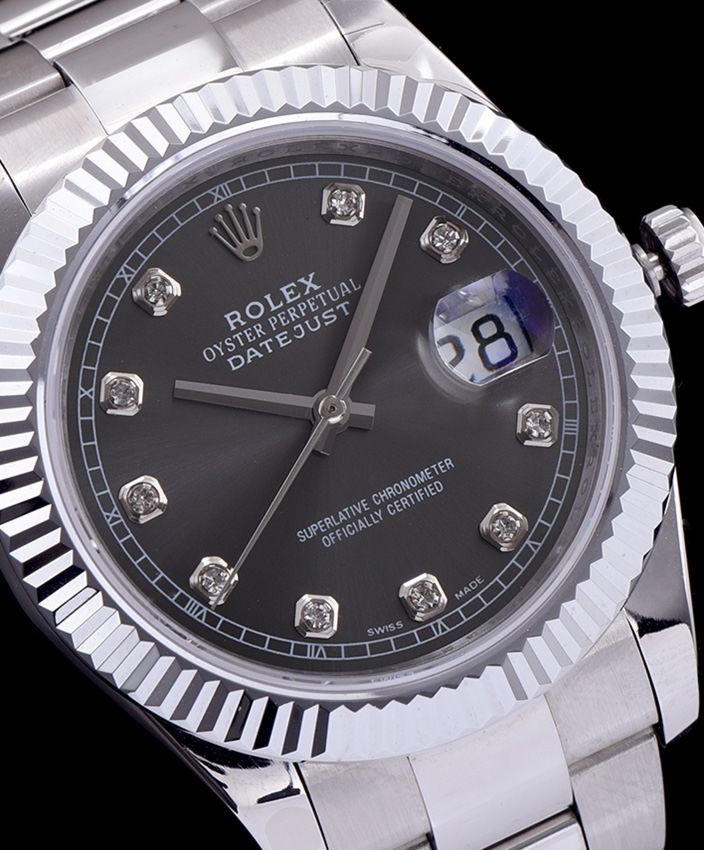 Ro.le.x Men s Stainless Steel Mid size Datejust Watches Black