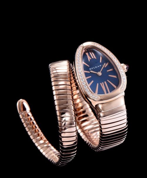 Bvl.gar 18ct rose-gold, Diamond Watch Blue, Luxury timepiece, Quartz movement