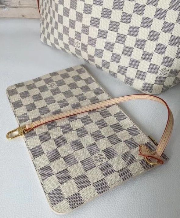 L.*V Damier Canvas Neverfull Tote N41361 White