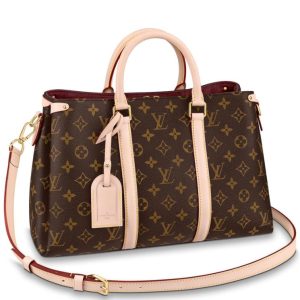 L.*V Soufflot, Monogram Canvas, Luxury Handbag, Leather Trim, Adjustable Shoulder Strap