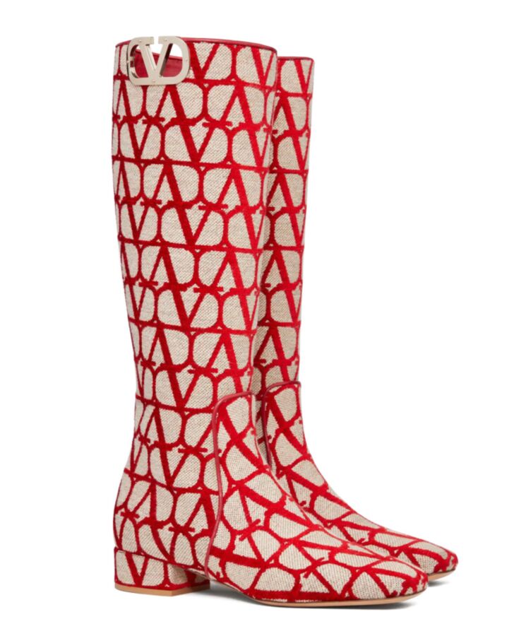 Valen.tino Women’s Vlogo Type Boot In Toile Iconographe 30MM