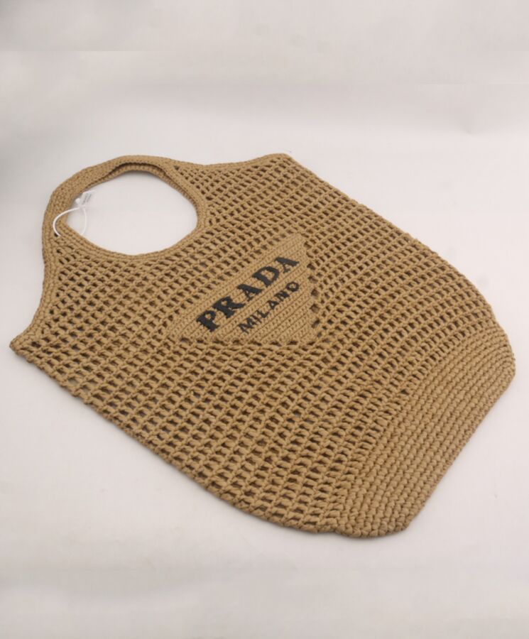 Pra.-da Raffia Tote Bag Apricot