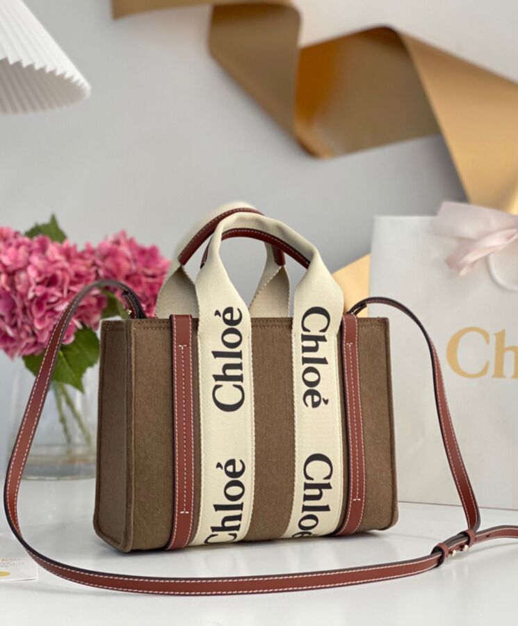 chl.oe Small Woody Tote Bag With Strap Apricot