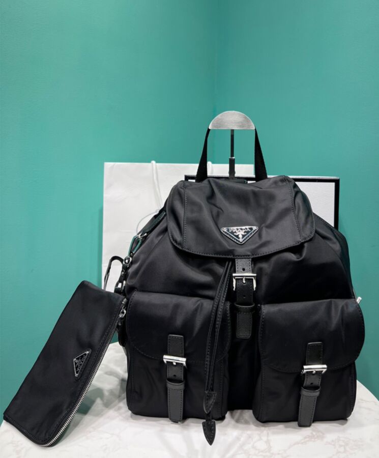 Pra.-da Re-Nylon Medium, Luxury Backpack, Sustainable Backpack, Black Backpack, 1BZ811 Black