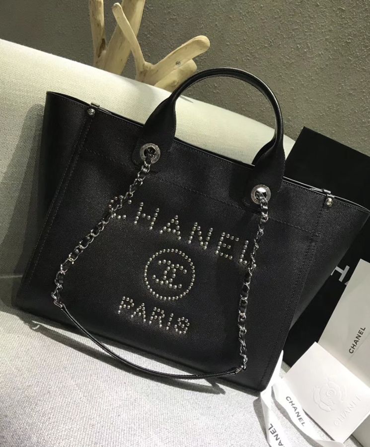 Cha.nel Tote Bag, Cha.nel A57067, Black Cha.nel Bag, Caviar Skin Bag.