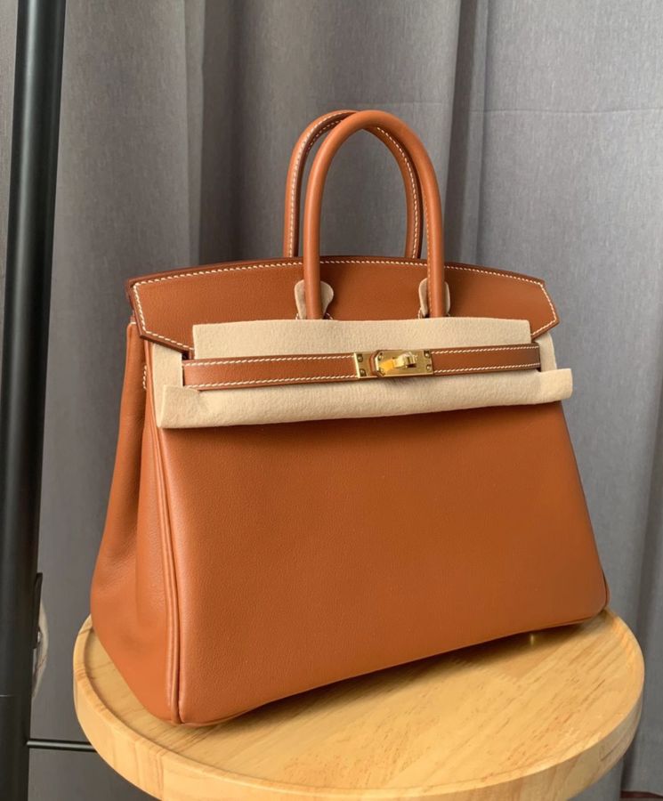 Her..mes Birkin 25 Swift Leather Light Coffee