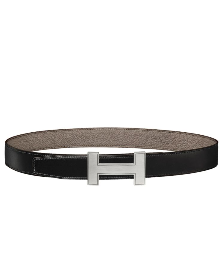 Her..mes Women’s Quizz belt buckle & Reversible leather strap Gray