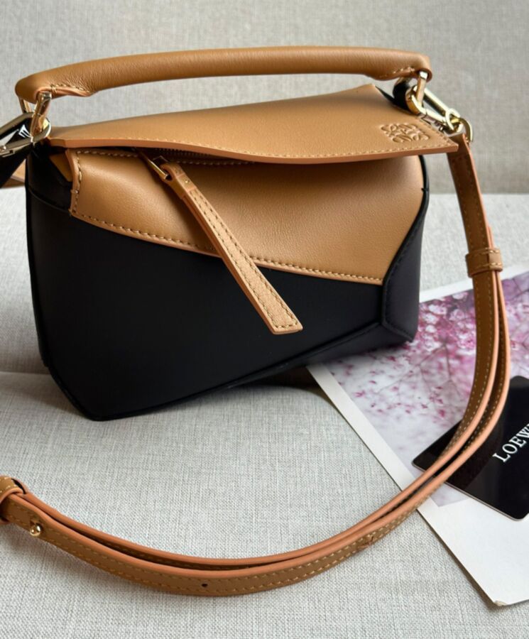 Loe.we Mini Puzzle Bag In Classic Calfskin Coffee