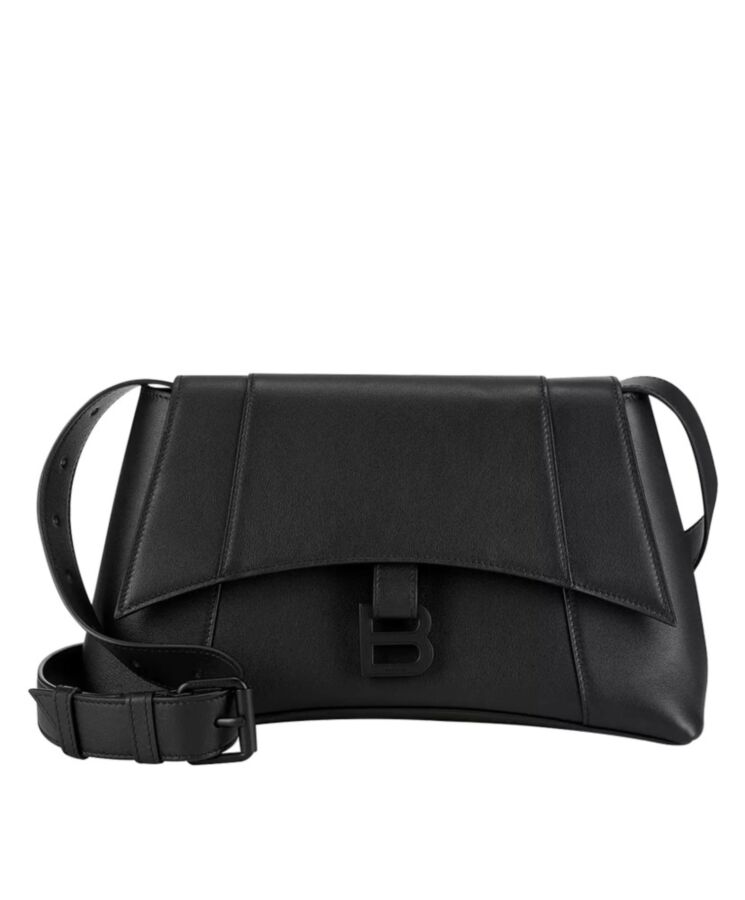 Balen.ciaga Downtown Medium Shoulder Bag Black