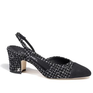 "Cha.nel Women's Sling-Back G31318, Cotton Tweed Footwear, Luxurious Women's Shoes"