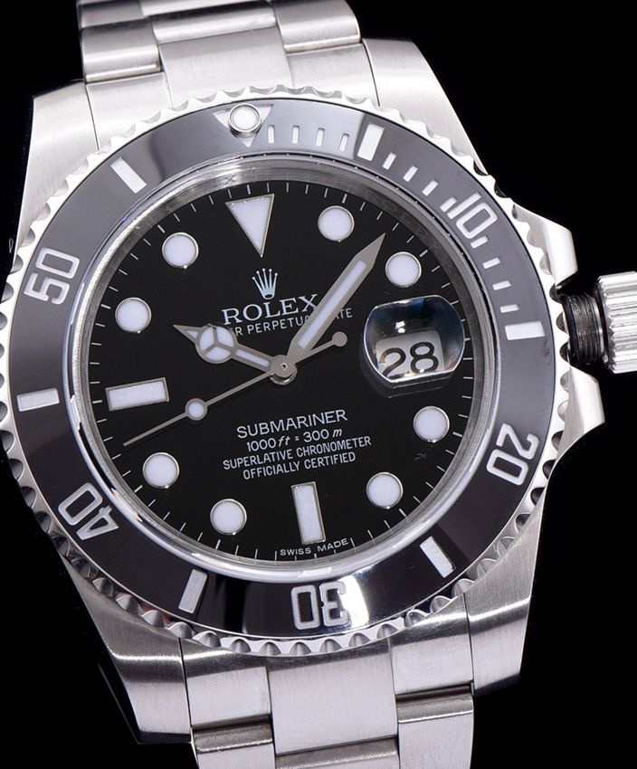 Ro.le.x Stainless Steel Submariner Watch Black