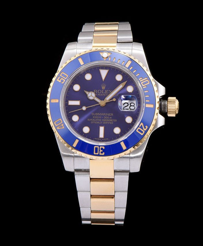 Ro.le.x Gold Submariner Watch Blue