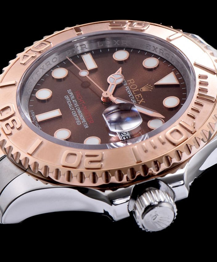 Ro.le.x Yacht Master Watch Automatic Full Gold Light Coffee