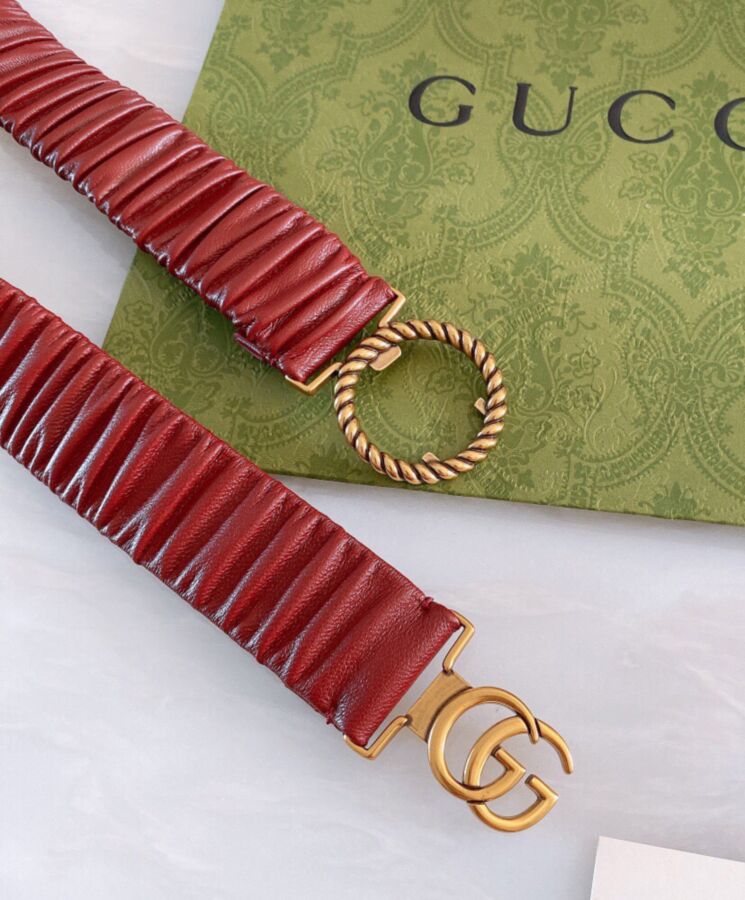 G.U.C.C Logo Buckle Belts Red