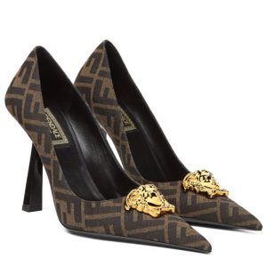 Fen.di Women's Fendace, Fen.di Pumps, Fendace FF Jacquard, High Heel Pumps, Ver.sace Capsule Collection