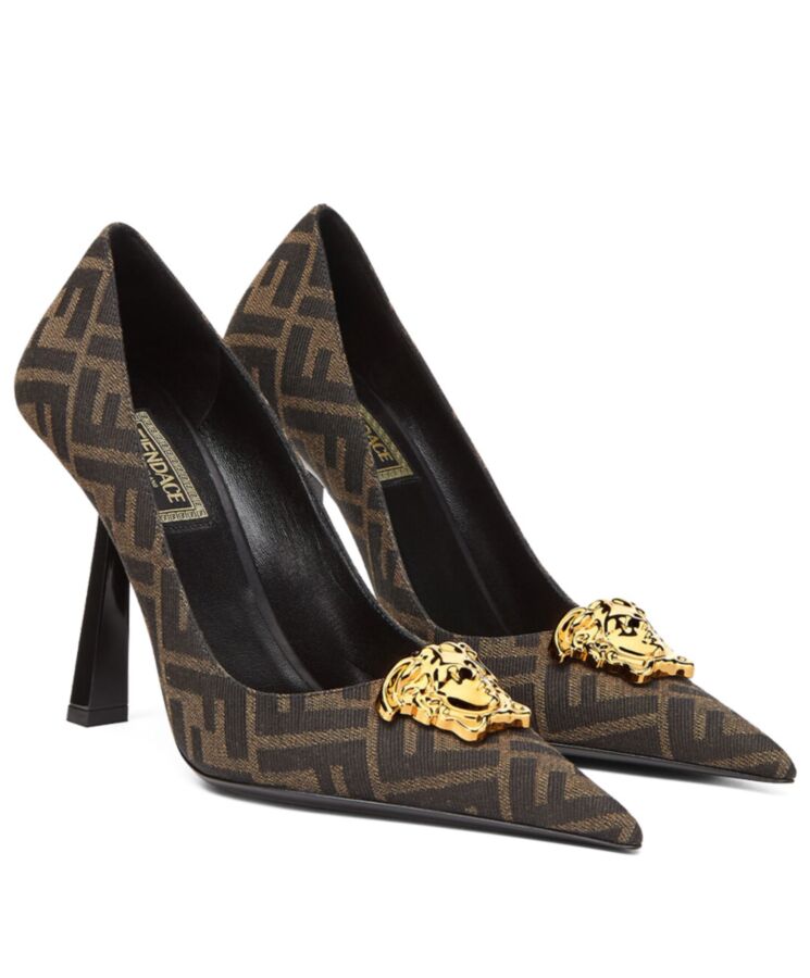 Fen.di Women's Fendace, Fen.di Pumps, Fendace FF Jacquard, High Heel Pumps, Ver.sace Capsule Collection