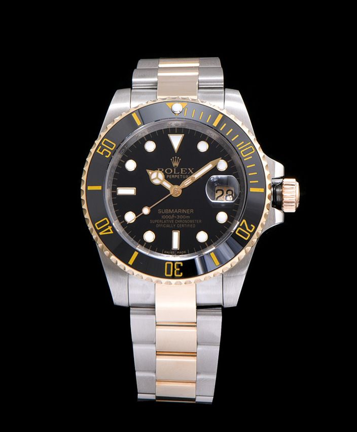 Ro.le.x Submariner Two Tone Automatic Watch Black