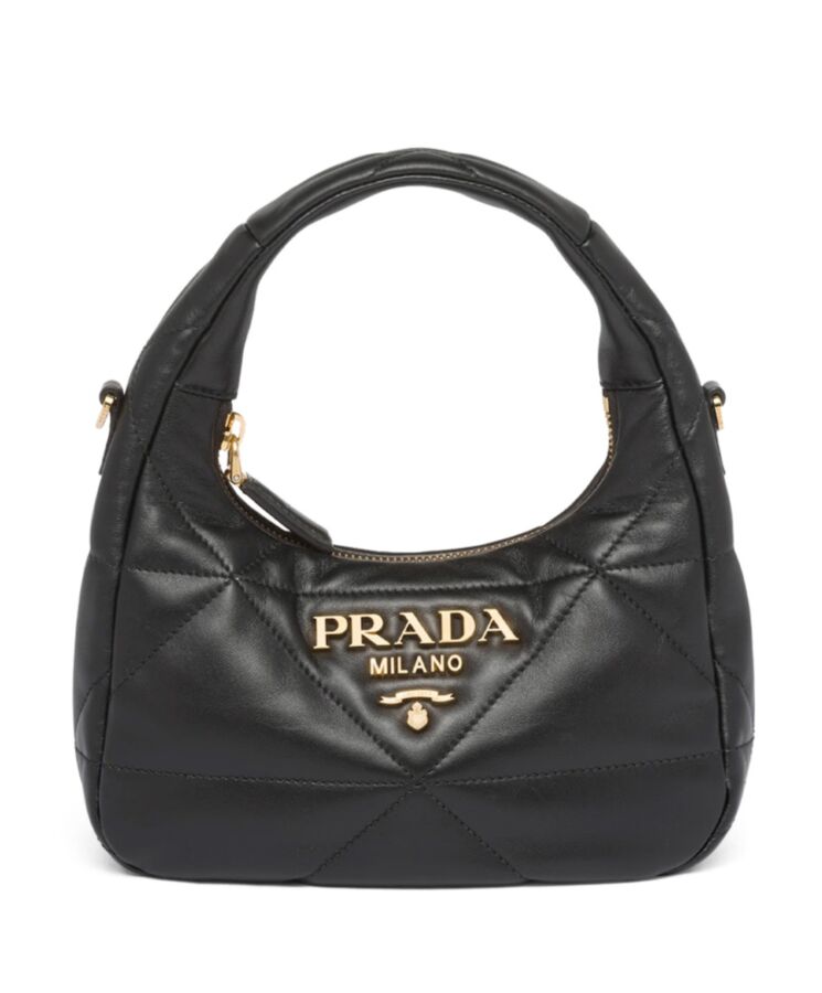 Pra.-da Nappa-leather Mini Bag With Topstitching 1BA384 Black