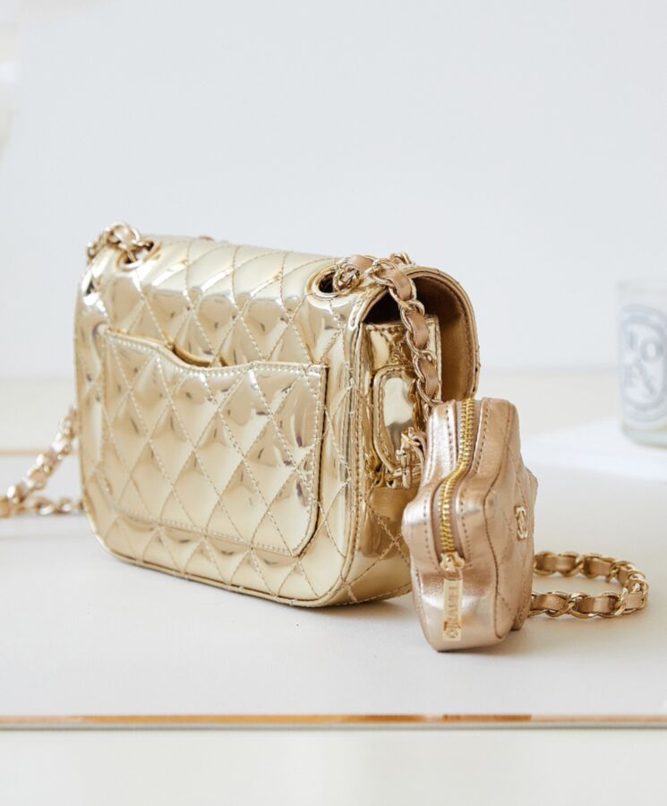 Cha.nel Mini Flap Bag & Star Coin Purse AS4646 Golden