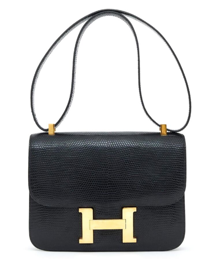 Her..mes Constance Mini Lizard Skin Black