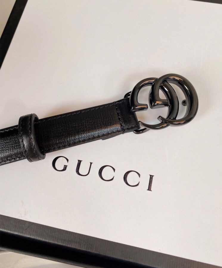 G.U.C.C GG Marmont Thin Belt Black