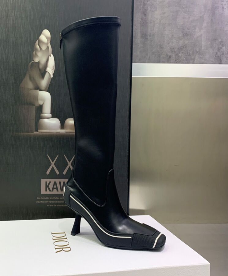 Di.ar Women's D-Motion, Heeled Boot Black, Luxury Footwear, Di.ar PARIS, Stretch Lambskin, Di.ar's Lucky Star