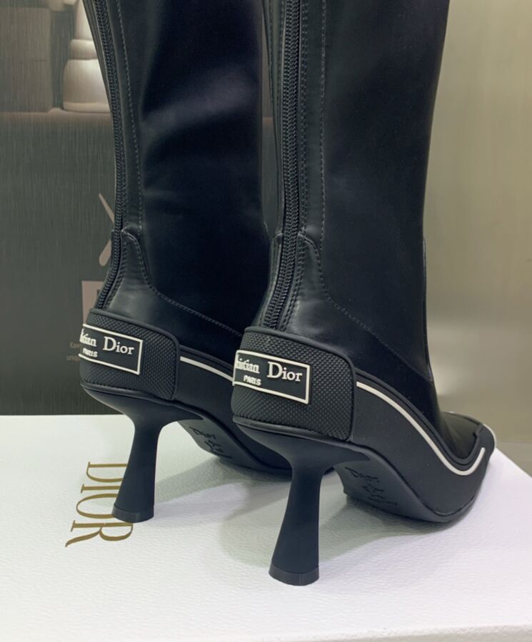 Di.ar Women's D-Motion, Heeled Boot Black, Luxury Footwear, Di.ar PARIS, Stretch Lambskin, Di.ar's Lucky Star