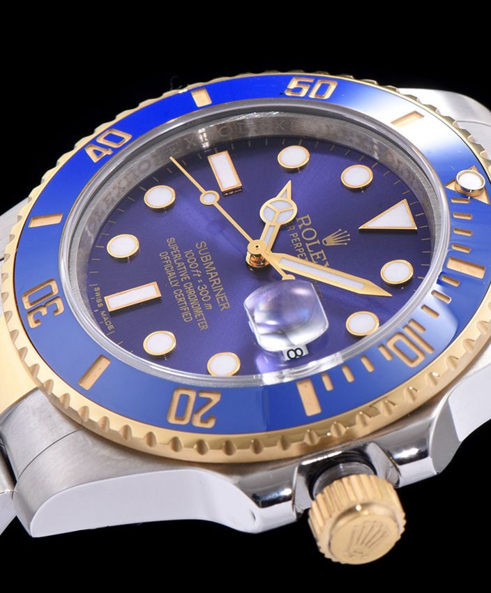 Ro.le.x Gold Submariner Watch Blue