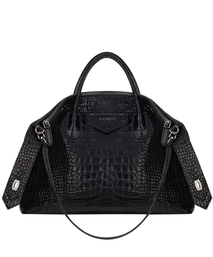 Given.*chy Medium Antigona Soft Bag In Crocodile Effect Leather Black