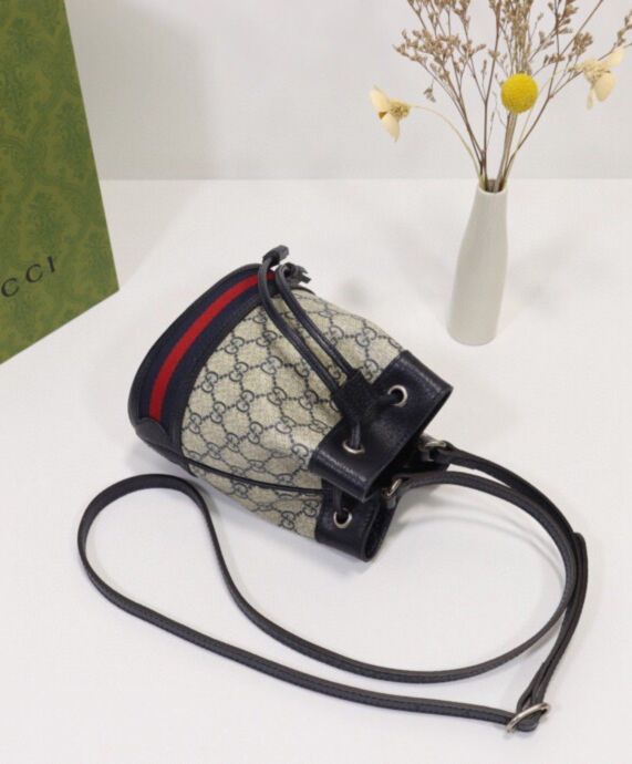 G.U.C.C Ophidia Mini GG Bucket Bag 550620 Dark Blue