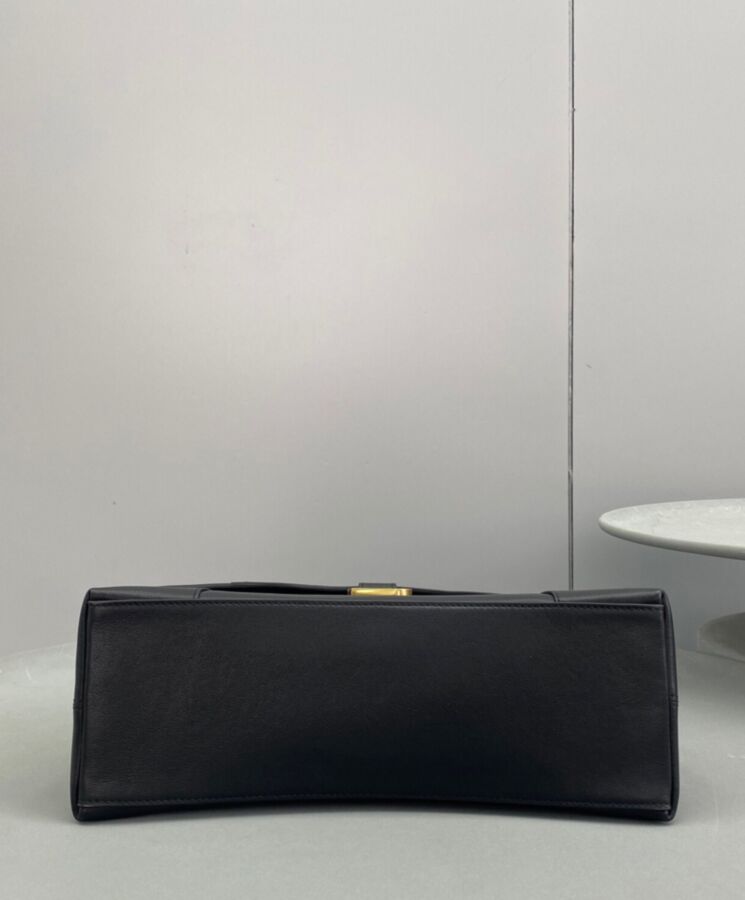 Balen.ciaga Downtown Small, Black Shoulder Bag, Luxury Leather Bag