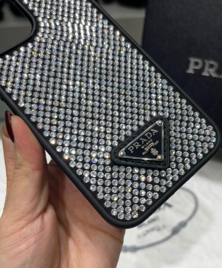 Pra.-da Crystal-studded iPhone Cover 1ZH133 Black