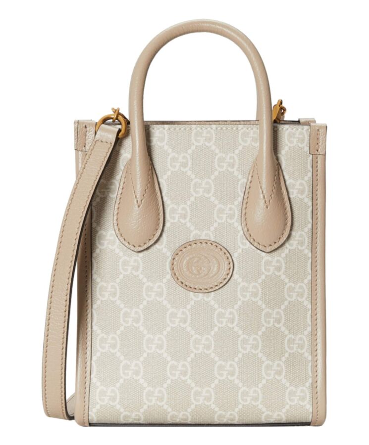 G.U.C.C Mini Tote Bag With Interlocking G Cream