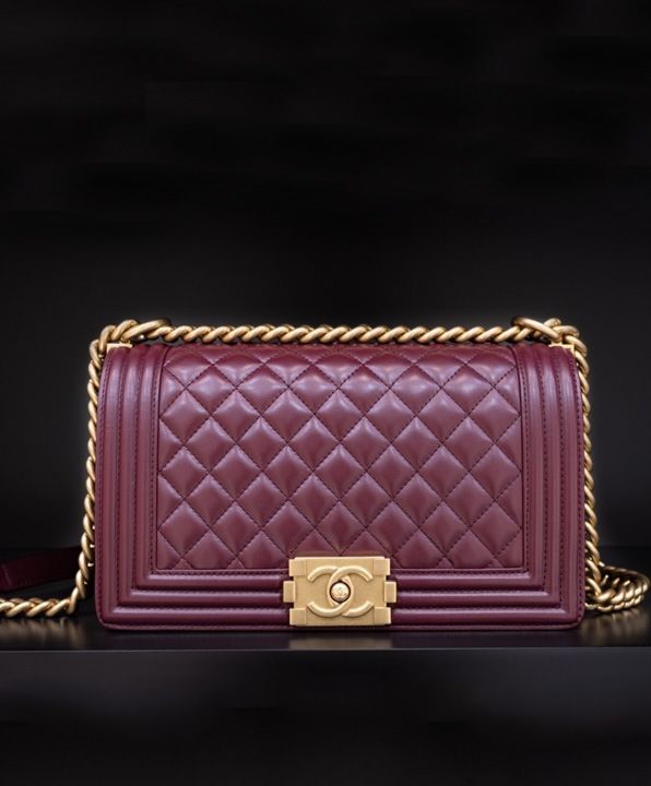 Cha.nel Lambskin Medium Boy Bag, Cha.nel A67086, Luxury Leather Handbag, Cha.nel quilted leather bag