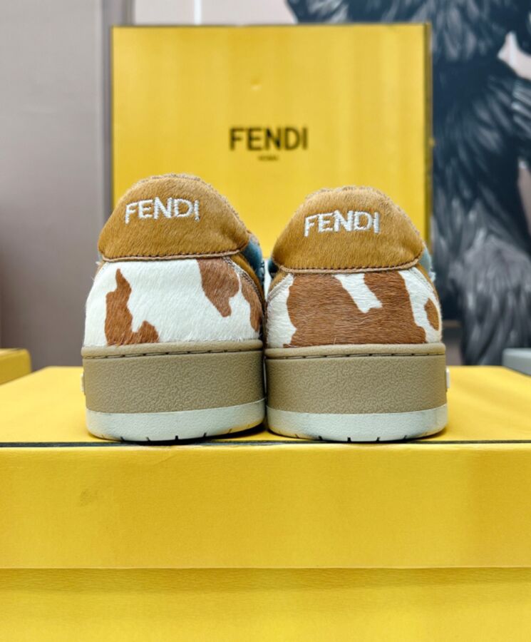 Fen.di Unisex Match, Designer Lace-up Sneakers, Denim Sneakers, Bead Embroidery, Fen.di Sneakers