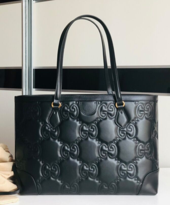 G.U.C.C GG Matelasse Leather Medium Tote 631685 Black