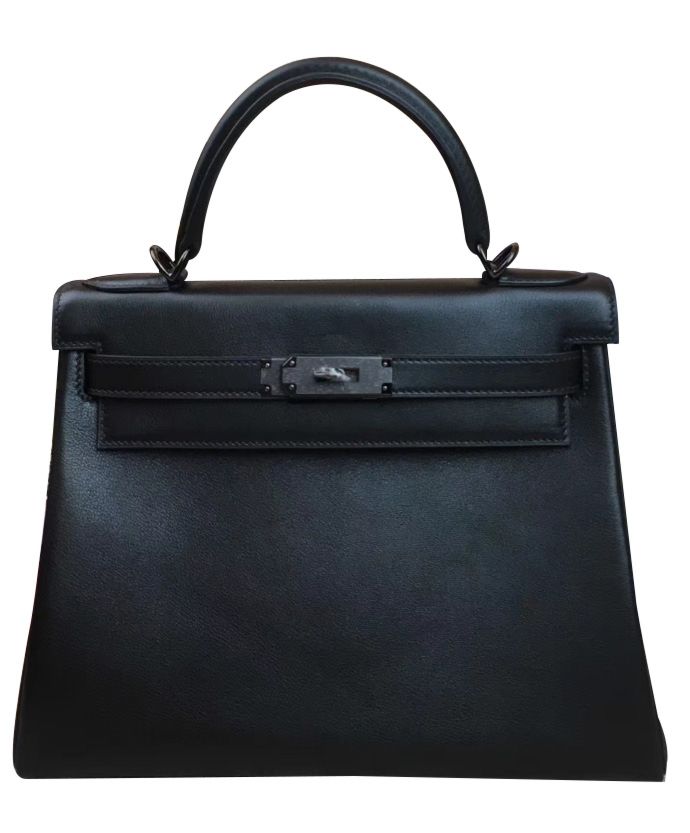 Her..mes Kelly Bag 28 Swift Leather Black