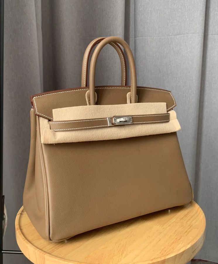 Her..mes Birkin 25 Swift Leather Gray