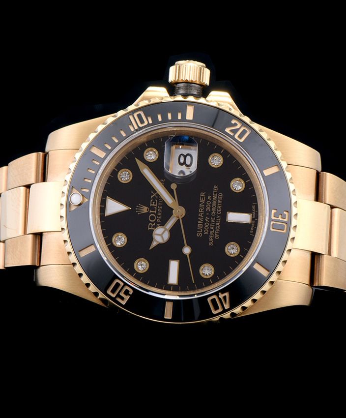 Ro.le.x Ceramic Submariner Watch Full Gold Black