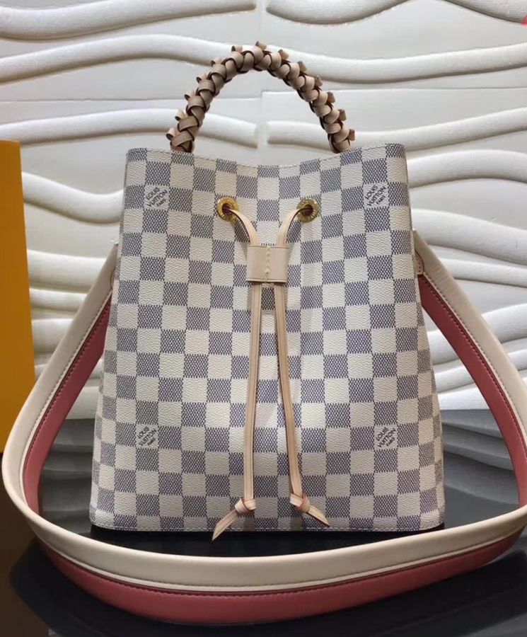 L.*V Neonoe, Damier Azur Canvas, Luxury Handbag, Summer 2020, N40344 White