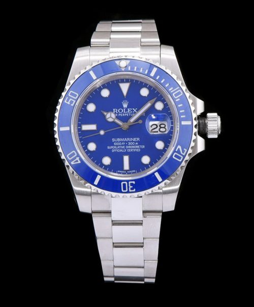 Ro.le.x Stainless Steel Submariner, Luxury Watch, Stainless Steel Watch, Blue Submariner