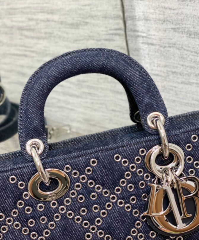 Di.ar Lady D-Joy, Luxury Fashion Bag, Denim Bag, Lady Di.ar Line, Dark Blue Bag