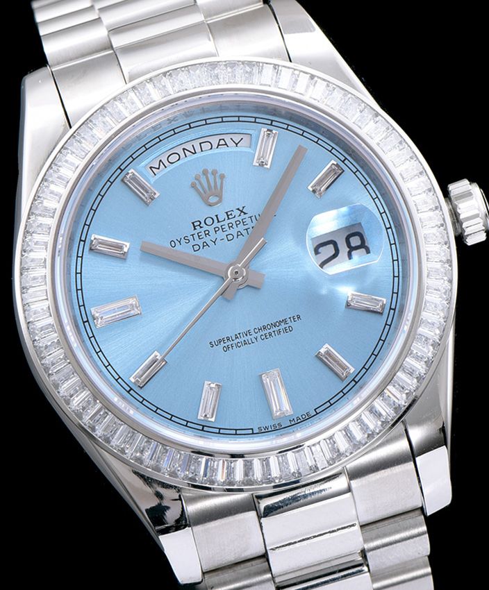 Ro.le.x Men s Stainless Steel Watch With Diamond Blue