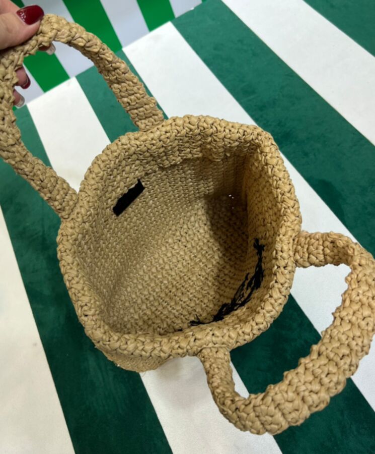 Pra.-da Small Raffia Tote Bag Apricot