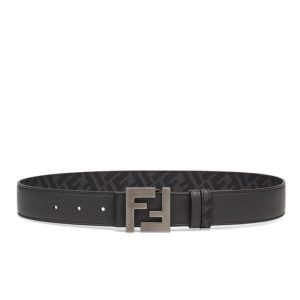 Fen.di Leather Belt, Dual-Side Belt, Luxury Leather Belt, Black Leather Belt