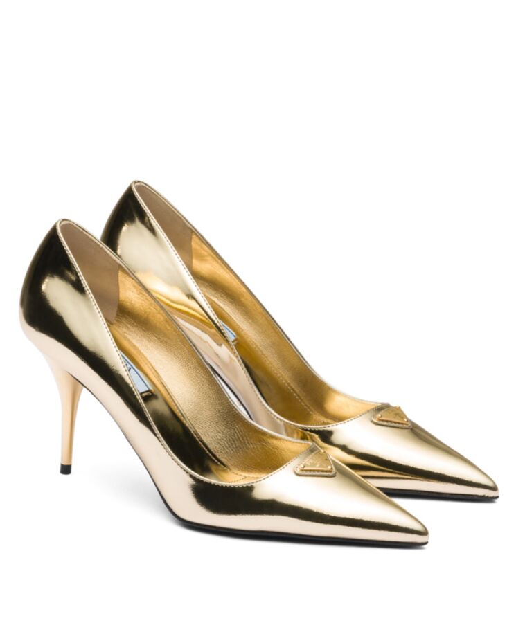 Pra.-da Women’s Metallic Leather Pumps Golden