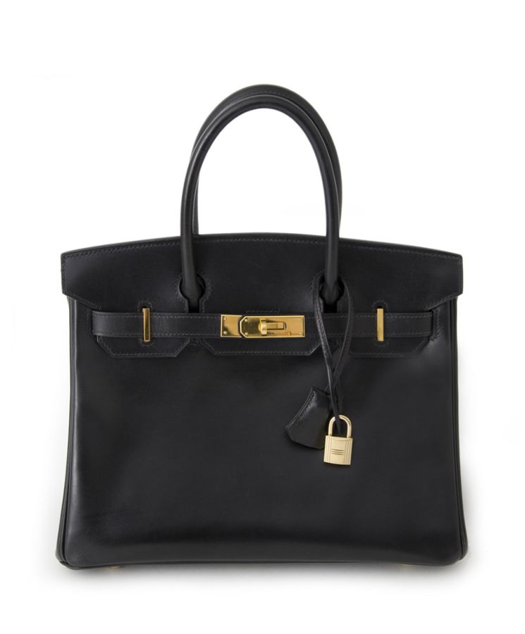 Her..mes Birkin bag 30 Box calf leather Black