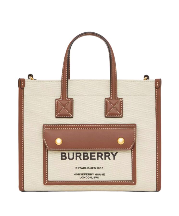 Bur.berri Two-tone Canvas And Leather Mini Freya Tote