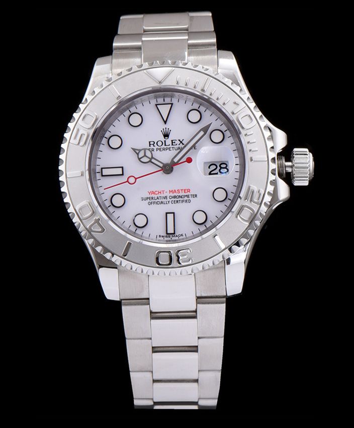 Ro.le.x Stainless Steel Men s Yacht Master Watch White