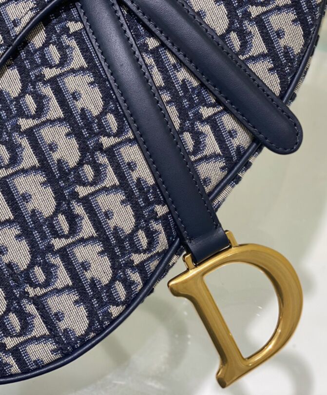 Di.ar Saddle Bag, Luxury Shoulder Bag, Dark Blue Di.ar Bag, Di.ar Oblique Jacquard Bag